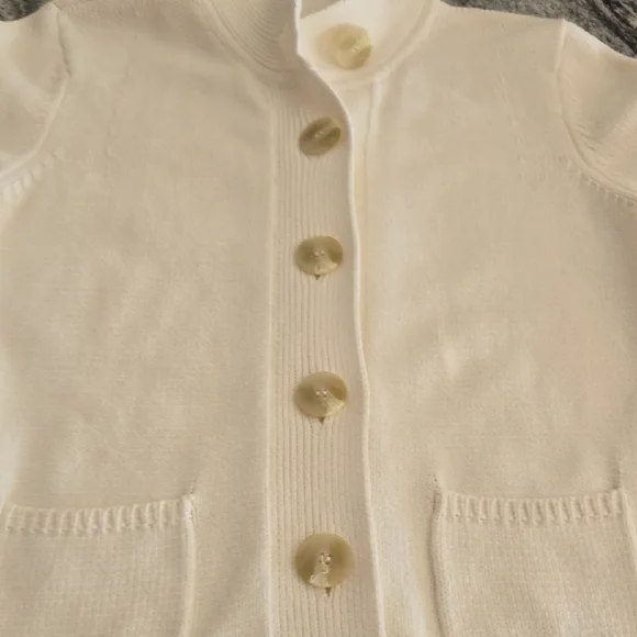 J. Jill Women's Small Cream Button Front Pocket Work Casual Cotton Cardigan - Picture 12 of 14
